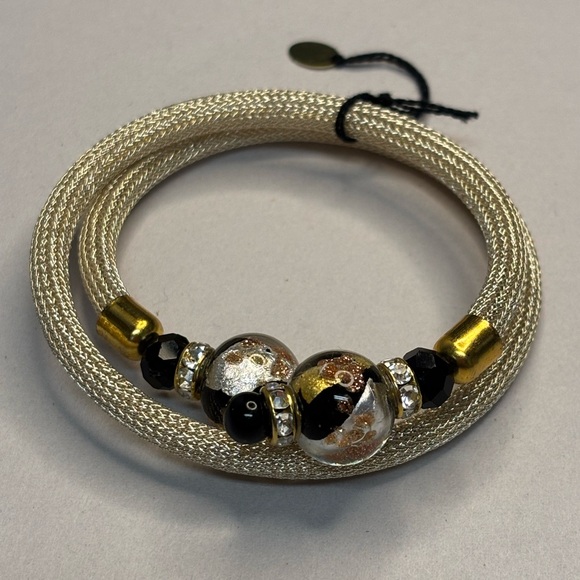 Murano Jewelry - Murano Glass Art Bead & Mesh Wrap Bracelet #4941